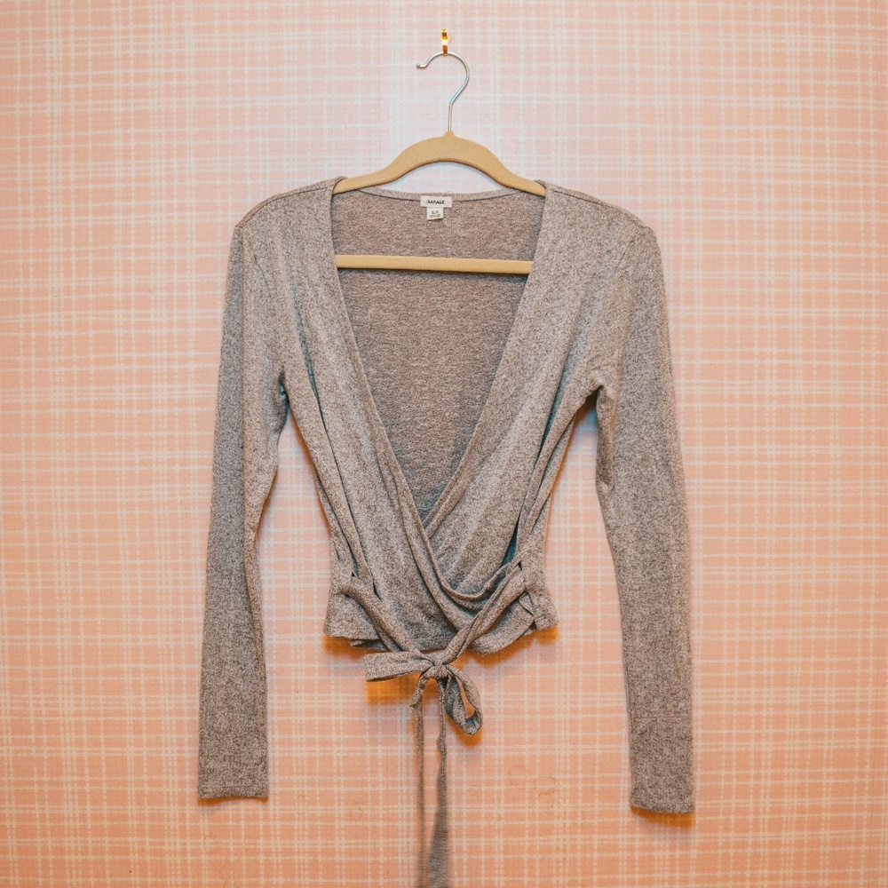 GARAGE Cropped Wrap Sweater